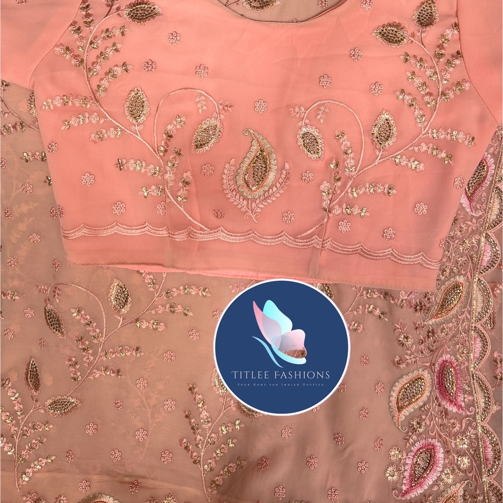 Pink Embroidered Fabric - Picture 4 of 4